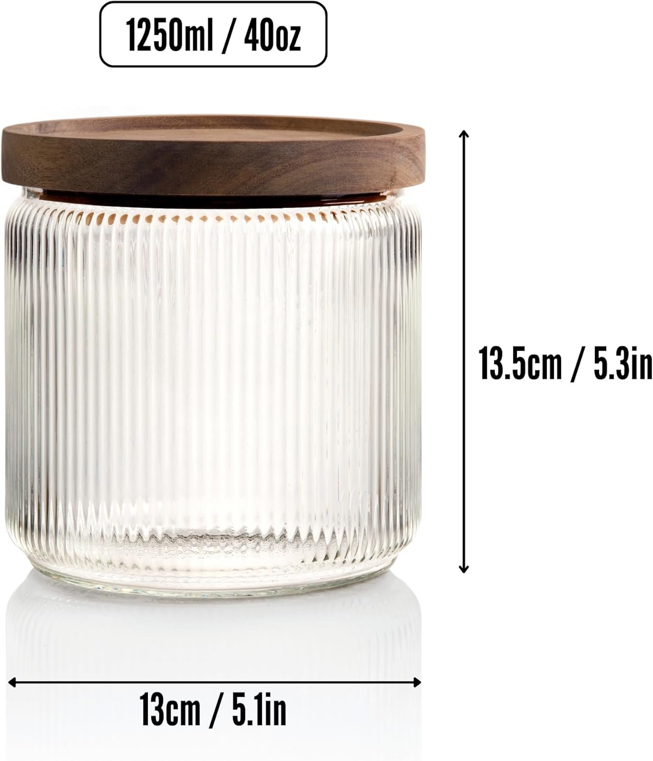 Mason & Fable – Set de Tarros de Vidrio Acanalado con Tapa de Madera (3 uds) - Imagen 6