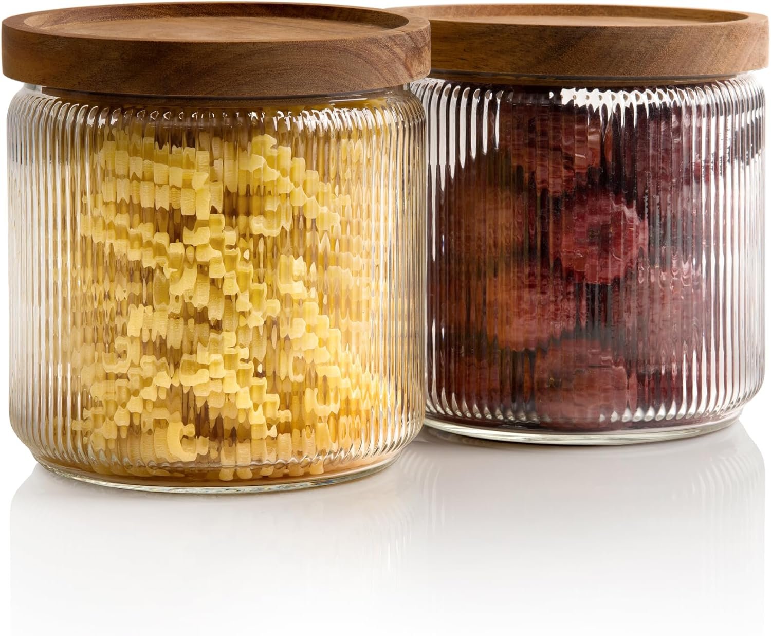 Mason & Fable – Set de Tarros de Vidrio Acanalado con Tapa de Madera (3 uds) - Imagen 3